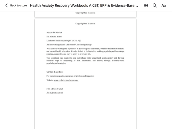 hA1 Health Anxiety Recovery Workbook