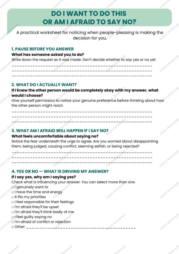 1 Saying No Without Guilt: People Pleasing Worksheet