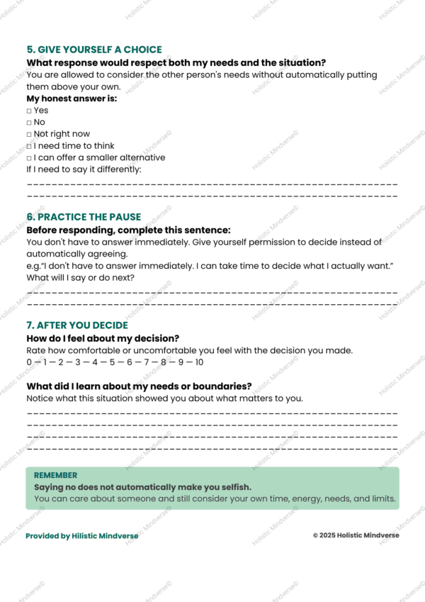 2 Saying No Without Guilt: People Pleasing Worksheet