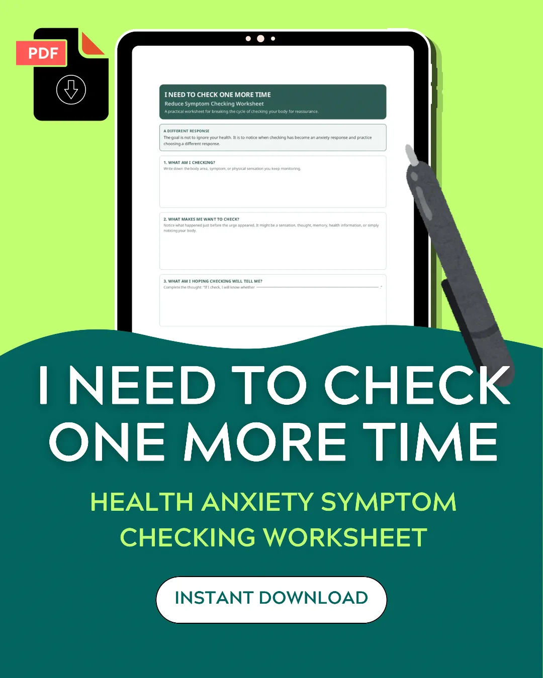 Health Anxiety Symptom Checking Worksheet | CBT Tool